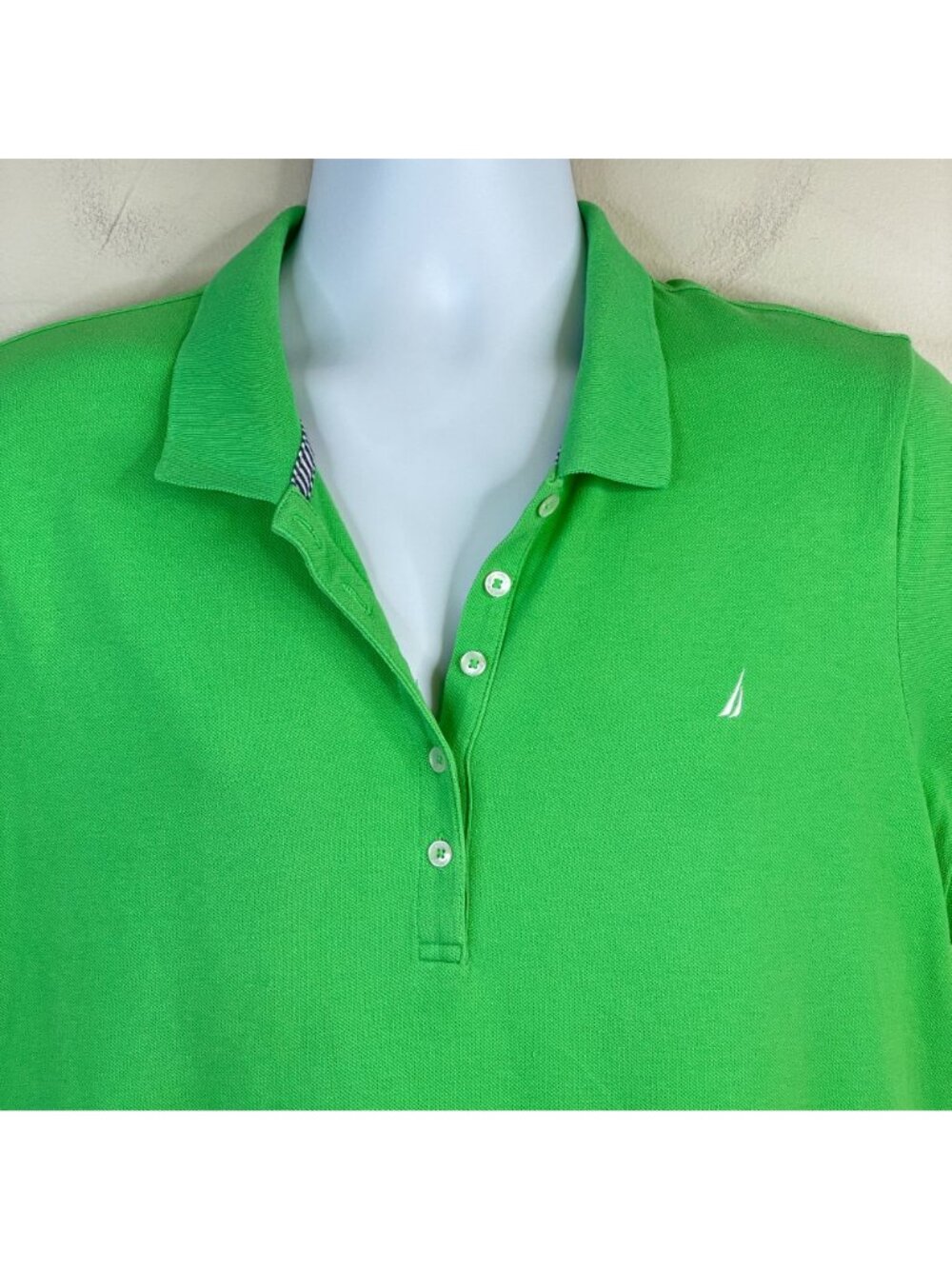 Nautica Top Womens XXL Lime Green Polo Preppy Sporty Golf Short Sleeve Vacation - Picture 2 of 11